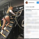 マライア、セクシー網タイツでジムトレーニング