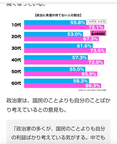 30代女性の7割が政治に希望が持てない　「そもそも興味ない」との声も：コメント4